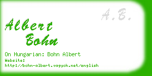 albert bohn business card